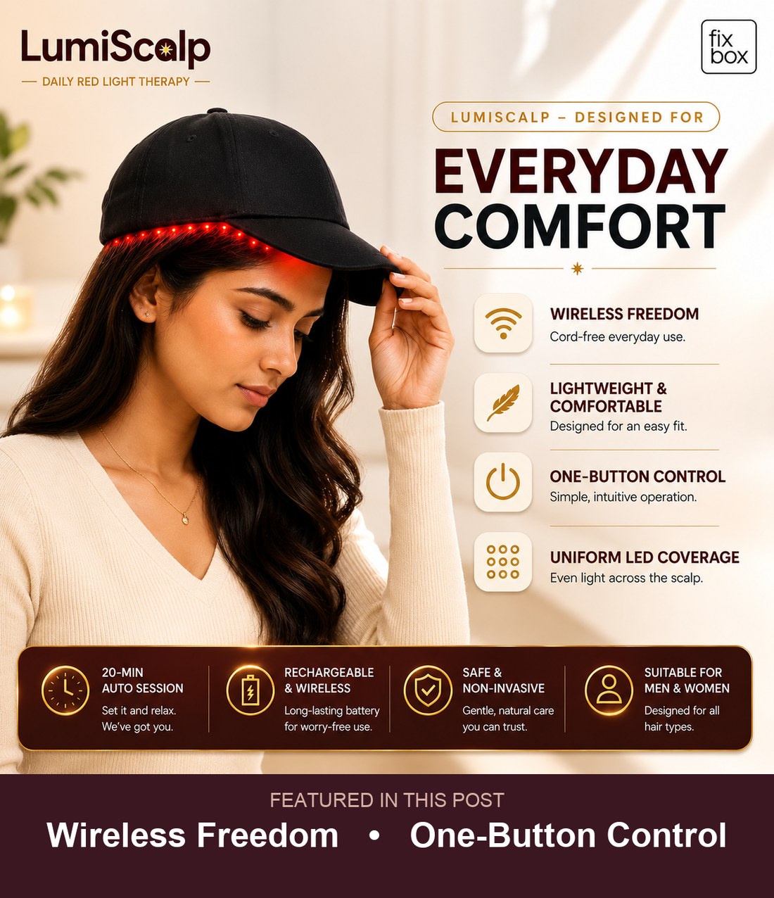 LumiScalp wireless freedom and one-button control