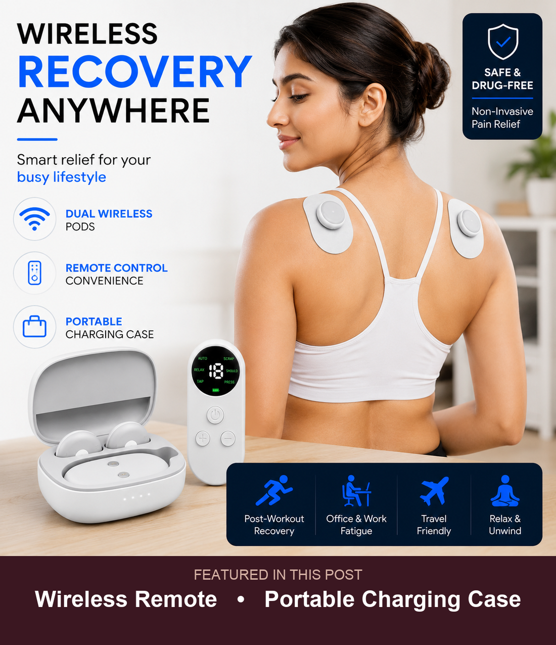 PulsePro wireless remote and portable charging case