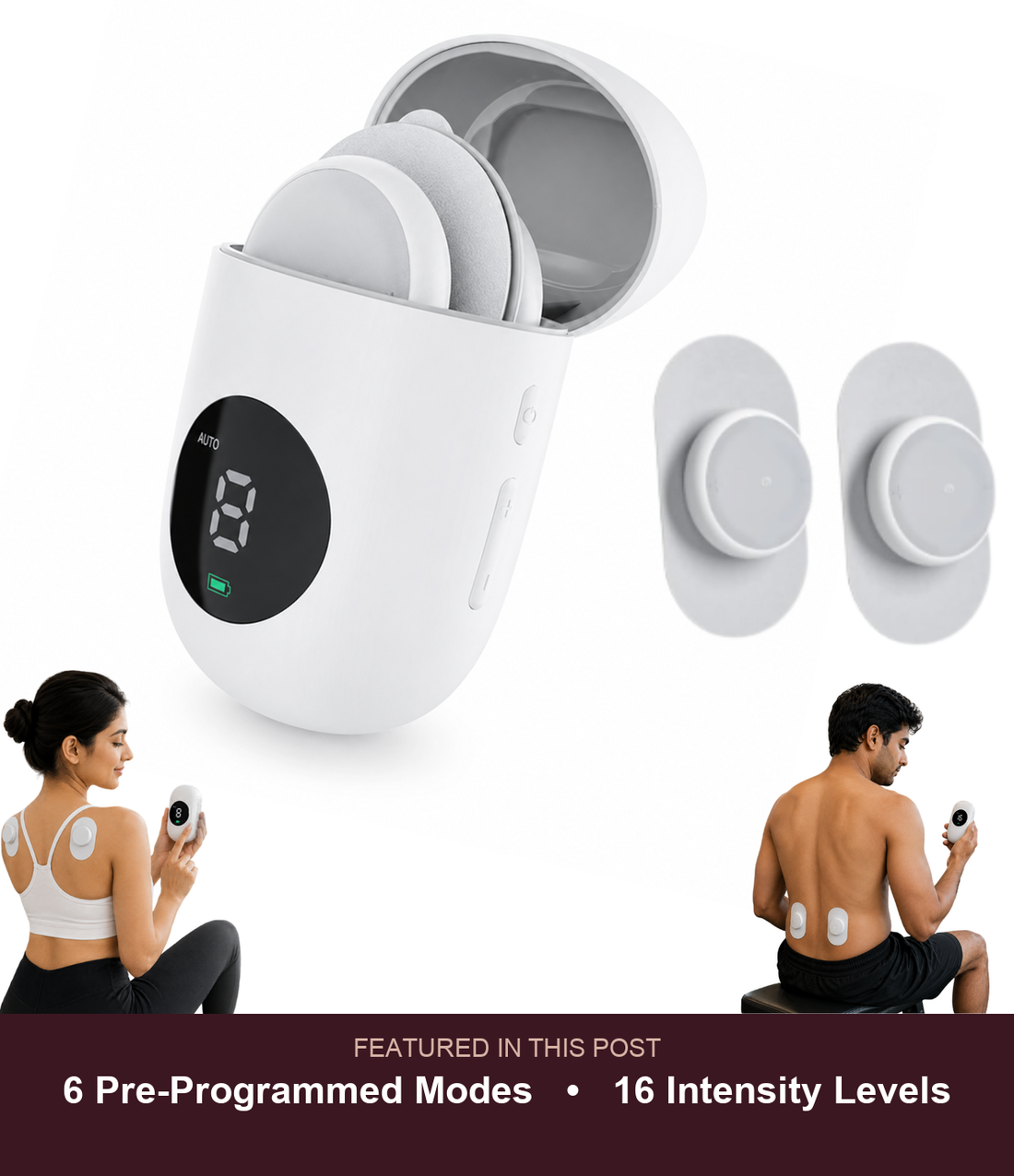 PulsePod 6 pre-programmed modes and 16 intensity levels