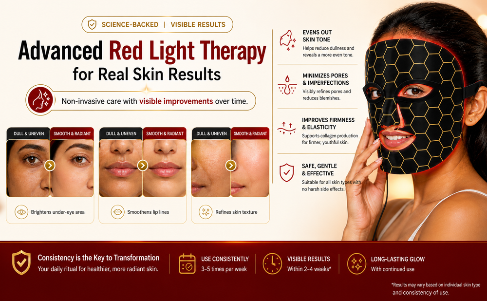 LumiGlow Pro Red Light Therapy for Face| Face Mask for Skin Rejuvenation, Anti-Aging, Reducing Wrinkles & Acne