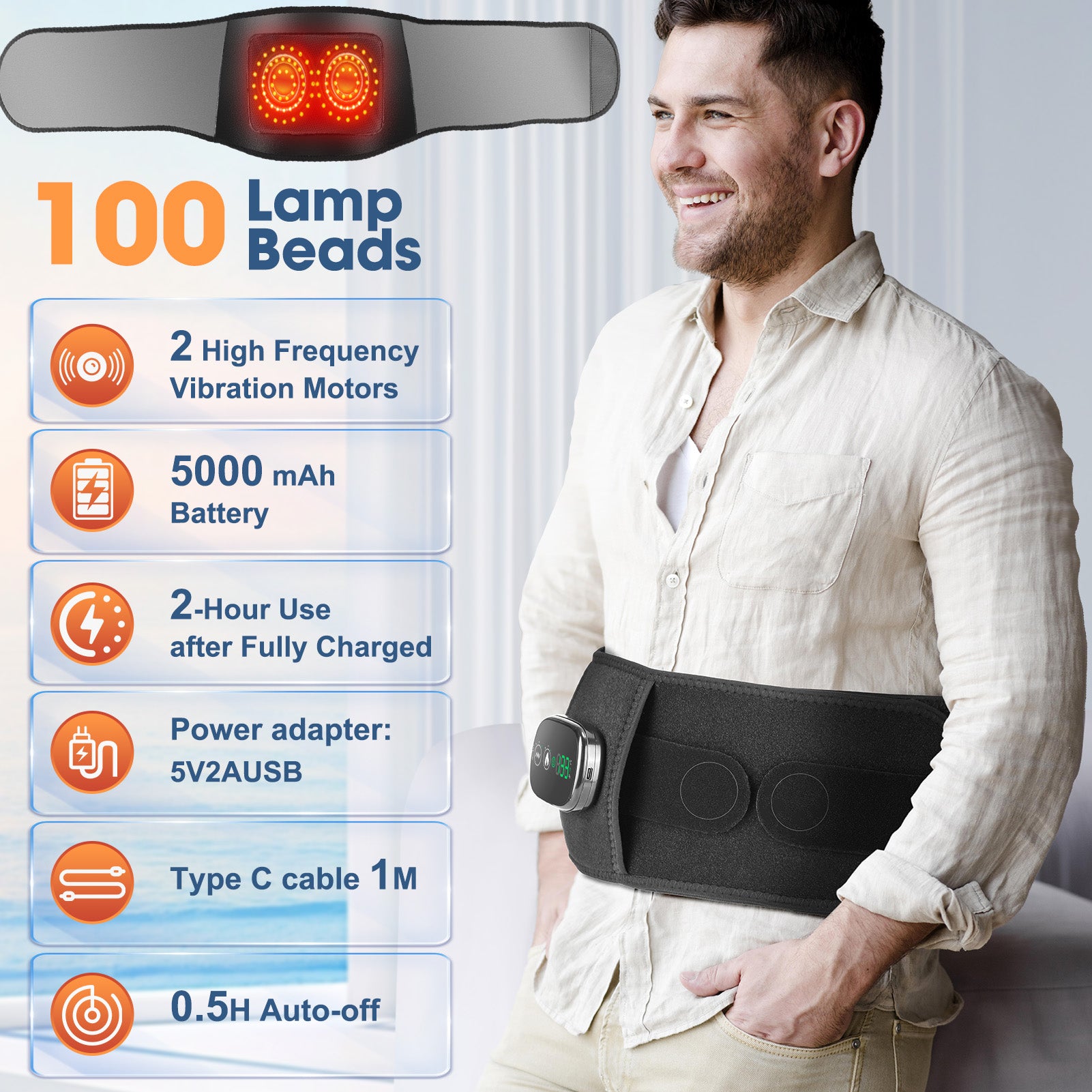 VibraHeat - Cordless Back Brace with Heat & Vibration