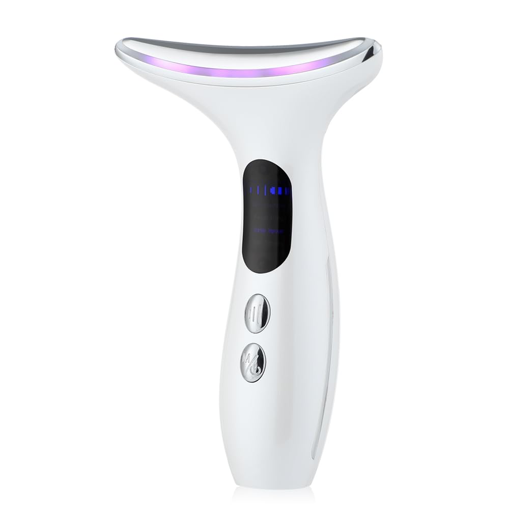 LumiFirm Face & Neck Beauty Device with EMS, Heat & 3-Color Light Therapy, Sonic Vibration, 4 Modes