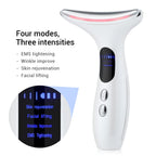 LumiFirm Face & Neck Beauty Device with EMS, Heat & 3-Color Light Therapy, Sonic Vibration, 4 Modes