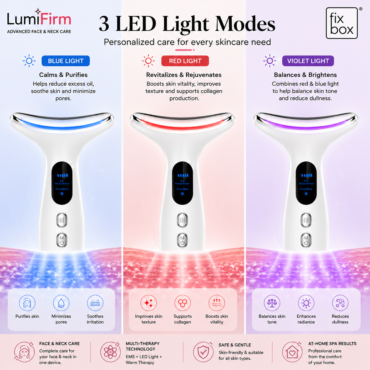 LumiFirm Face & Neck Beauty Device with Red Light and Microcurrent