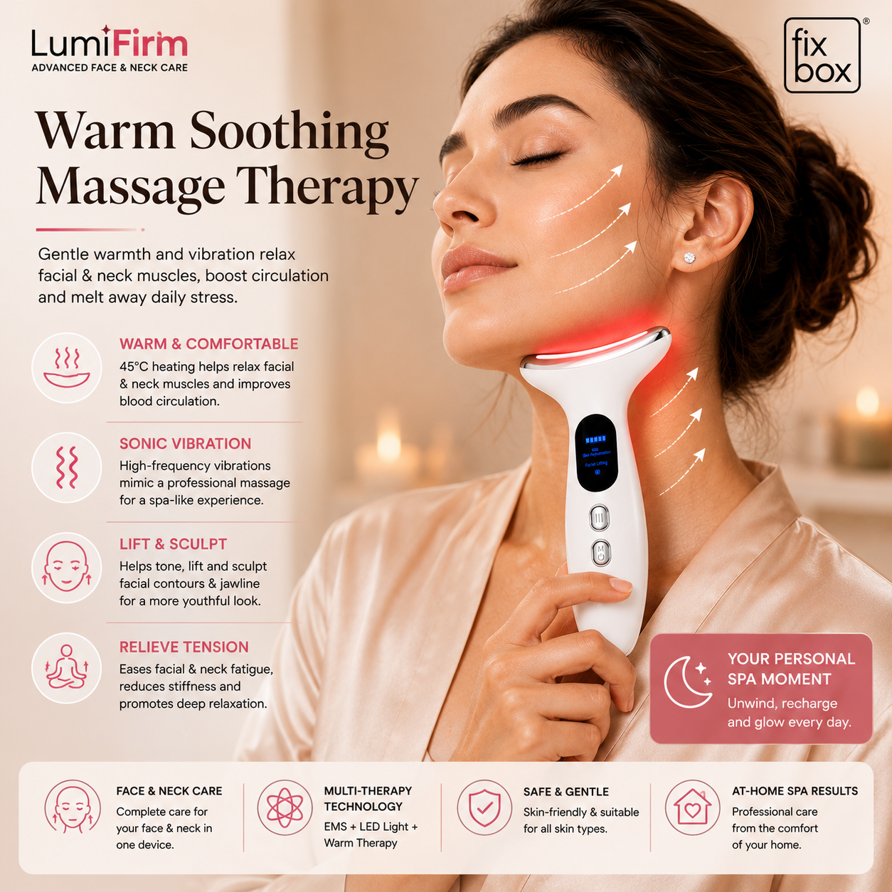 LumiFirm Face & Neck Beauty Device with Red Light and Microcurrent