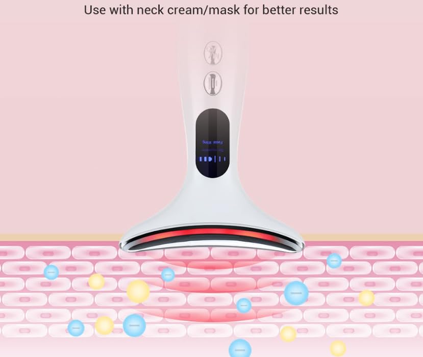 LumiFirm Face & Neck Beauty Device with EMS, Heat & 3-Color Light Therapy, Sonic Vibration, 4 Modes