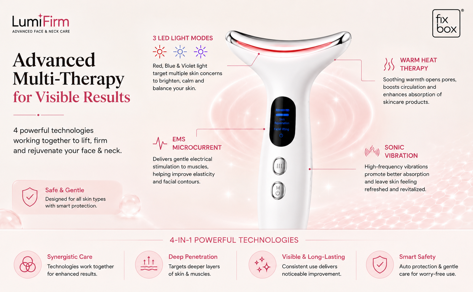 LumiFirm Face & Neck Beauty Device with Red Light and Microcurrent