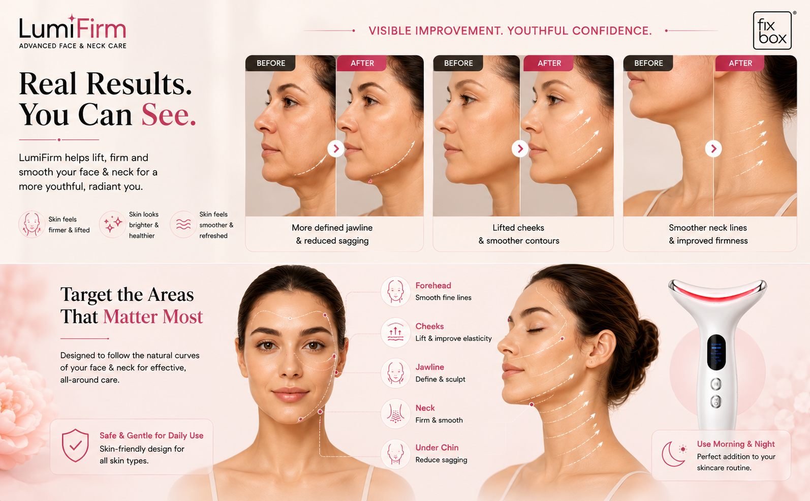 LumiFirm Face & Neck Beauty Device with Red Light and Microcurrent