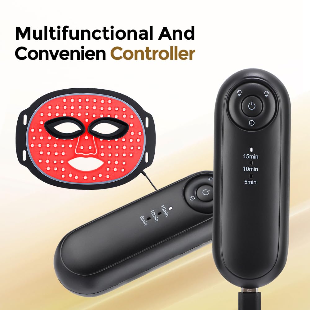 LumiGlow Pro – 7-Color LED Light Therapy Face Mask with Soft Silicone Fit, 96 LEDs, 3-Level Timer, Multi-Mode Controller for Skin Rejuvenation, Acne Care & Anti-Aging