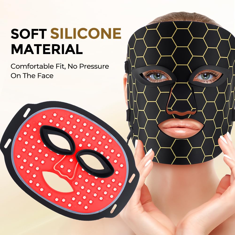 LumiGlow Pro – 7-Color LED Light Therapy Face Mask with Soft Silicone Fit, 96 LEDs, 3-Level Timer, Multi-Mode Controller for Skin Rejuvenation, Acne Care & Anti-Aging