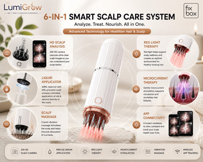 LumiGrow HD Scalp Analyzer & Serum Applicator Comb with 20X Camera, Red Light Therapy & Microcurrent Stimulation