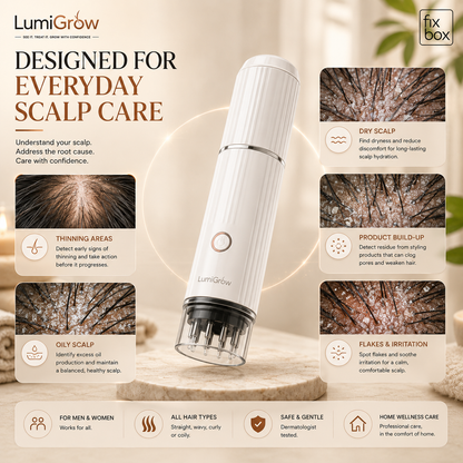 LumiGrow HD Scalp Analyzer & Serum Applicator Comb with 20X Camera, Red Light Therapy & Microcurrent Stimulation
