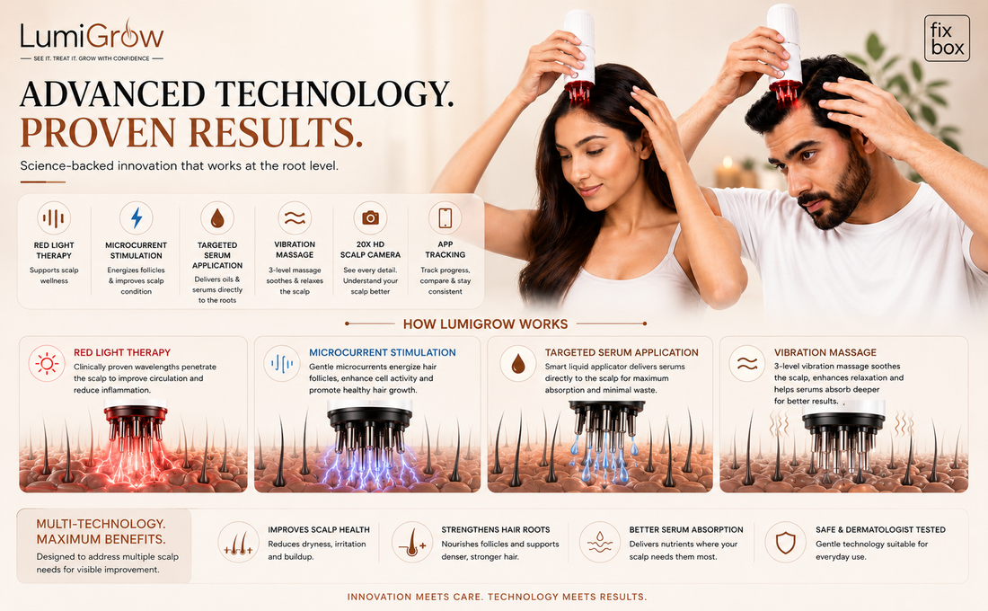 LumiGrow HD Scalp Analyzer & Serum Applicator Comb with 20X Camera, Red Light Therapy & Microcurrent Stimulation details