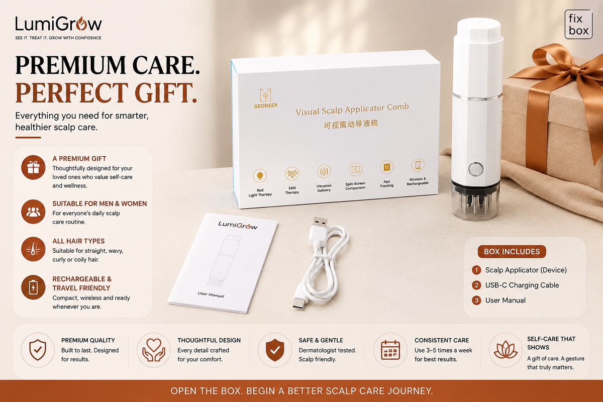LumiGrow HD Scalp Analyzer & Serum Applicator Comb with 20X Camera, Red Light Therapy & Microcurrent Stimulation details