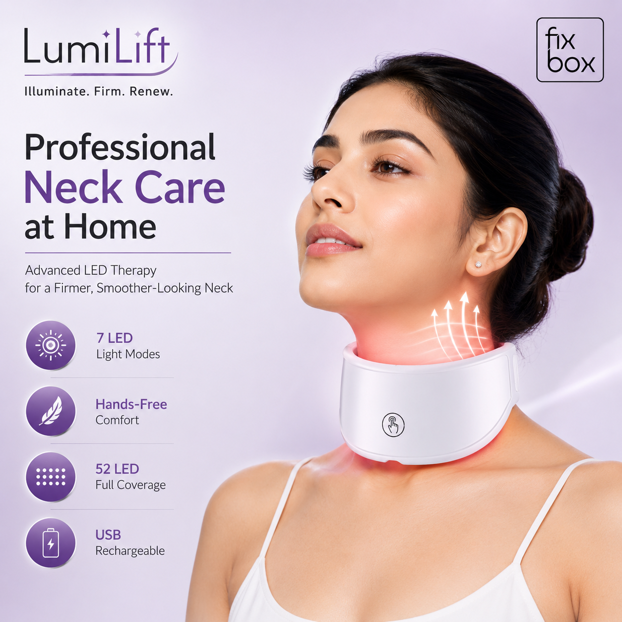 LumiLift Neck Pro Red Light Therapy Neck Device for Wrinkle Reduction & Anti-Ageing