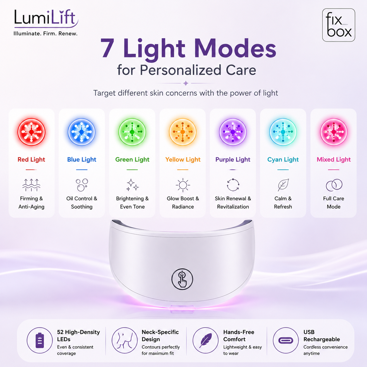LumiLift Neck Pro Red Light Therapy Neck Device for Wrinkle Reduction & Anti-Ageing