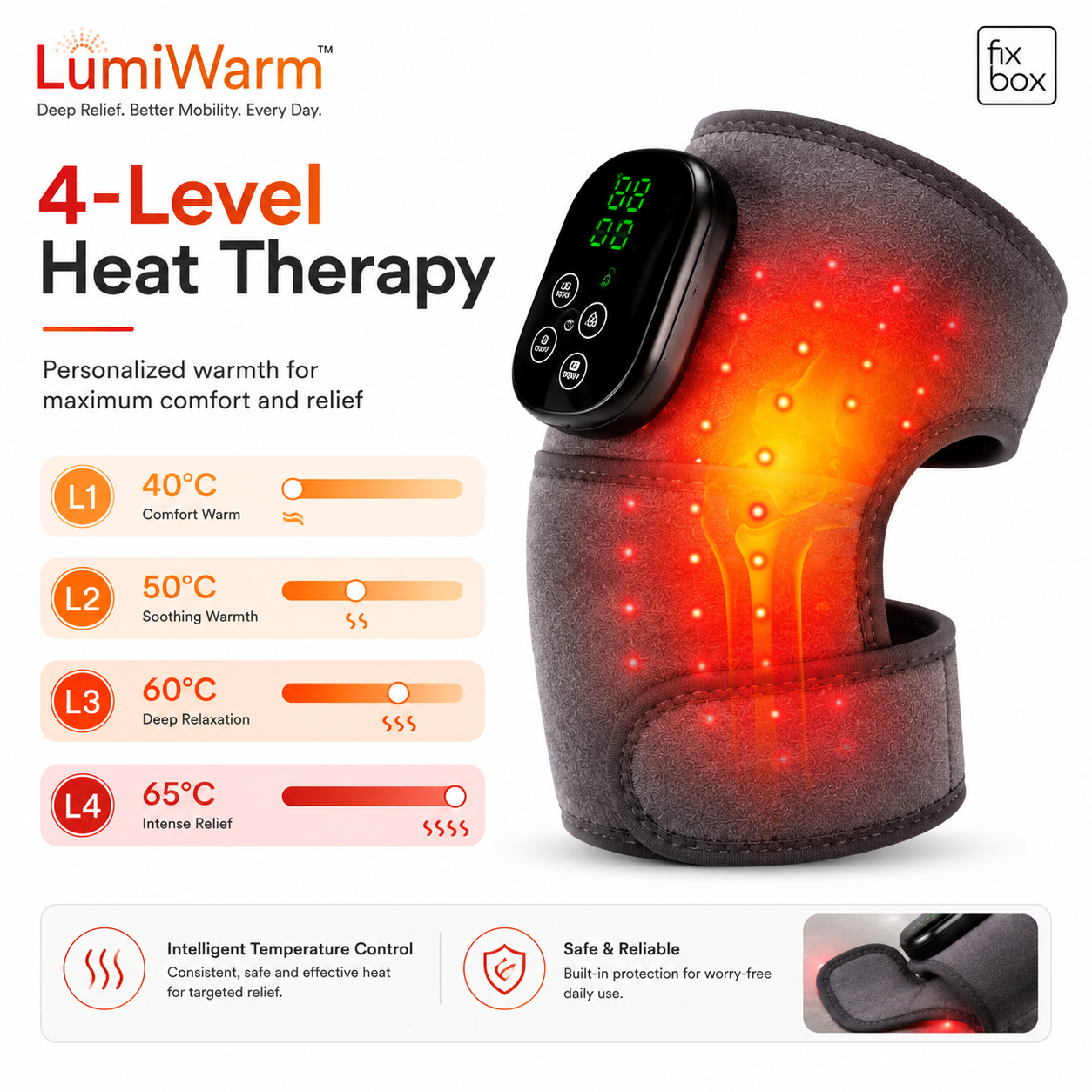 LumiWarm Red Light Therapy Knee Brace with Heat & Vibration Massage