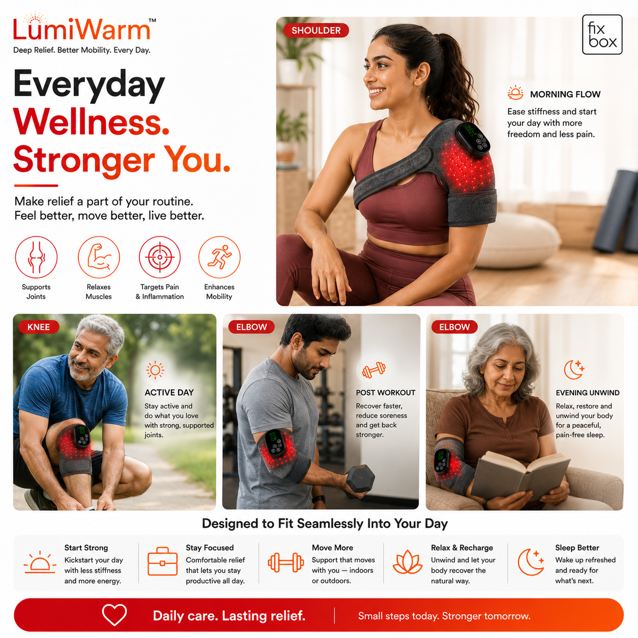 LumiWarm Red Light Therapy Knee Brace with Heat & Vibration Massage