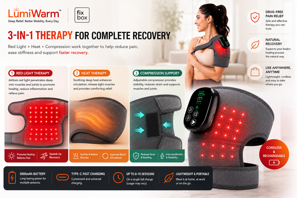 LumiWarm Red Light Therapy Knee Brace with Heat & Vibration Massage