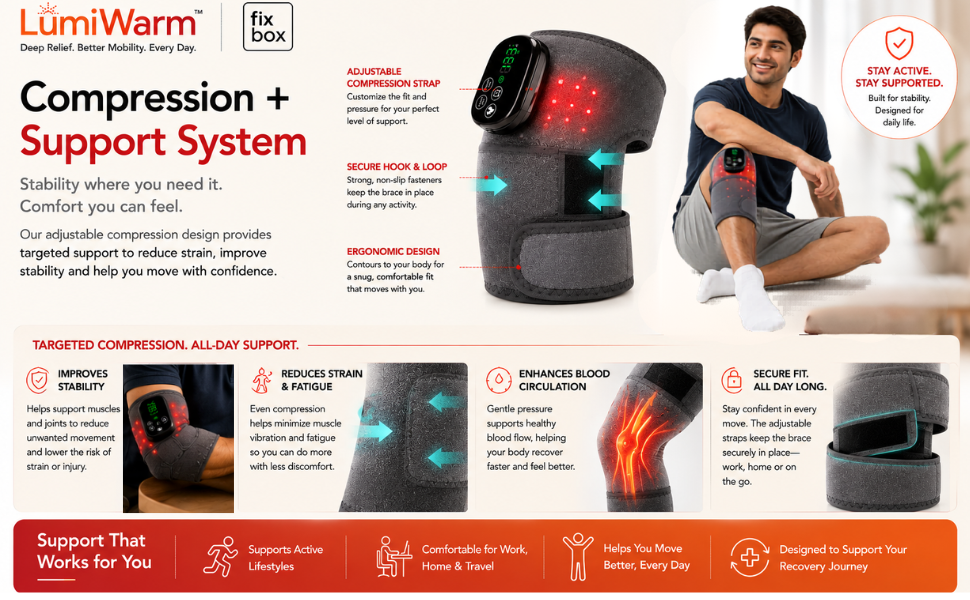 LumiWarm Red Light Therapy Knee Brace with Heat & Vibration Massage