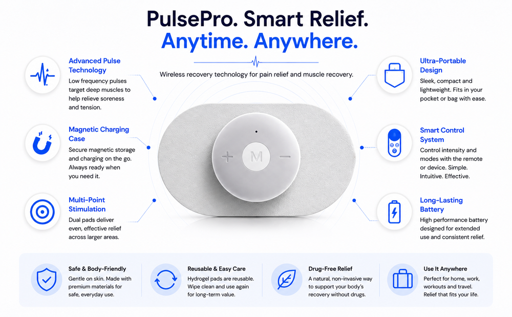 PulsePod Wireless TENS and EMS Muscle Stimulator
