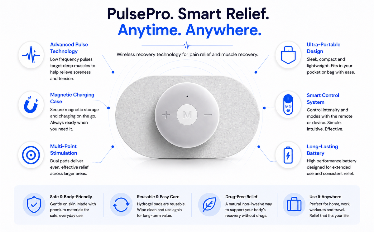 PulsePod Wireless TENS and EMS Muscle Stimulator details