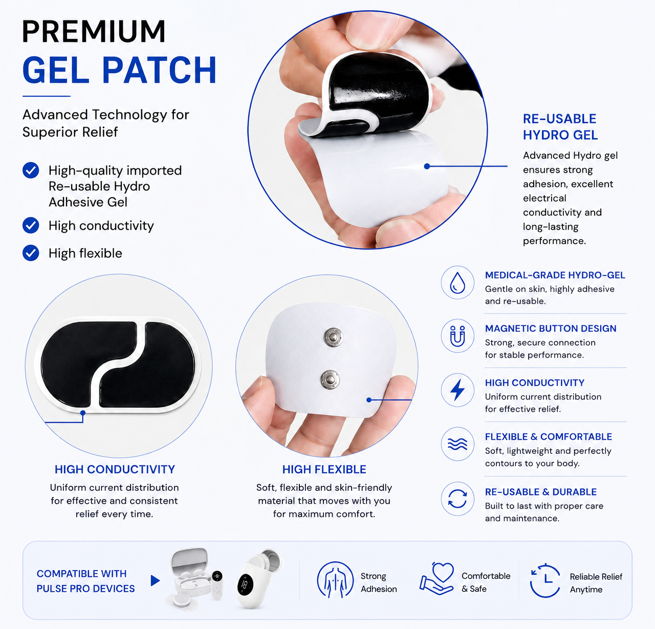 PulsePro Wireless TENS and EMS Muscle Stimulator | Portable Smart Therapy with Remote and Charging Case