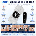 ReliefPulse TENS & EMS Muscle Stimulator with Heat & Remote | 6 Massage Modes, 19 Intensity Levels | Rechargeable Wireless Muscle Recovery Patch for Neck, Back, Shoulder & Body Pain Relief