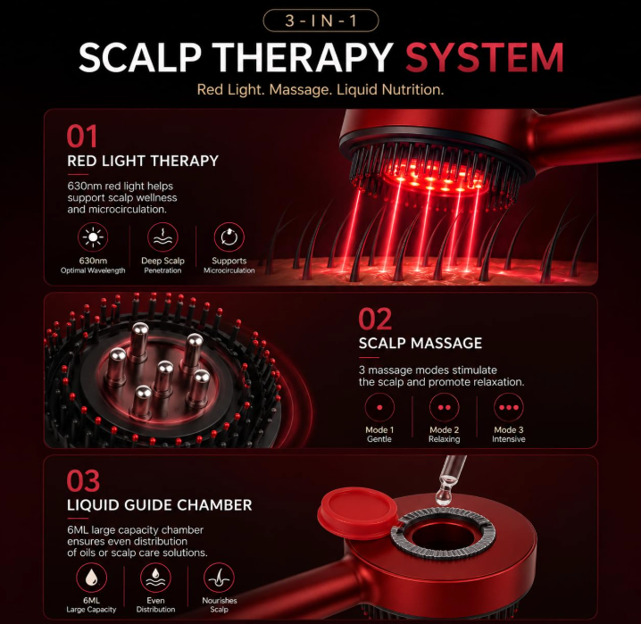 LumiRelax Pro Scalp Massager with Red Light Therapy
