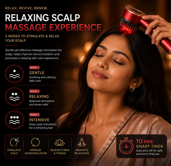 LumiRelax Pro Scalp Massager with Red Light Therapy