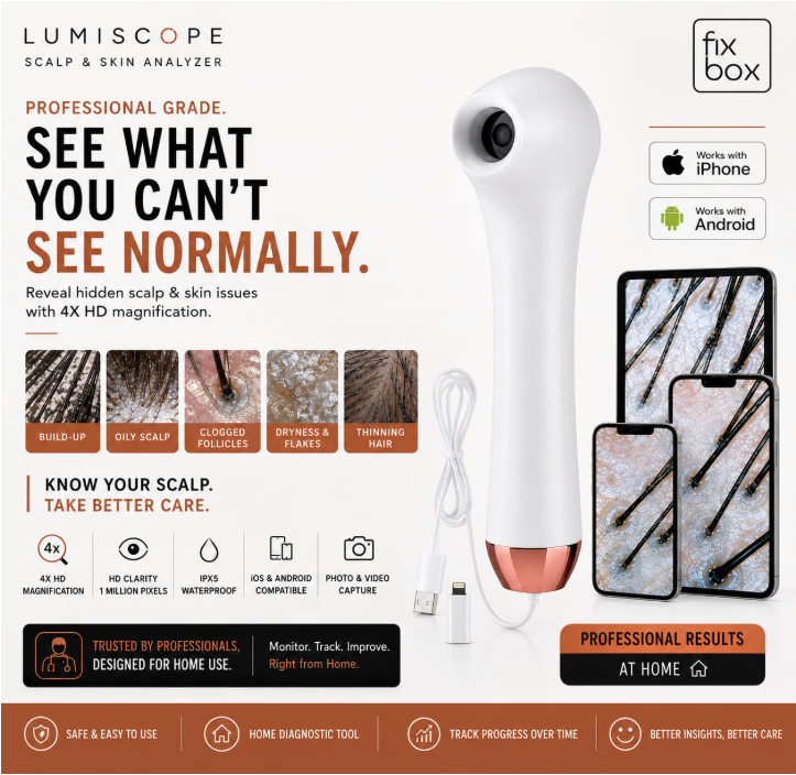 LumiScope Scalp, Hair & Skin Analyzer | 4X Magnification HD Camera