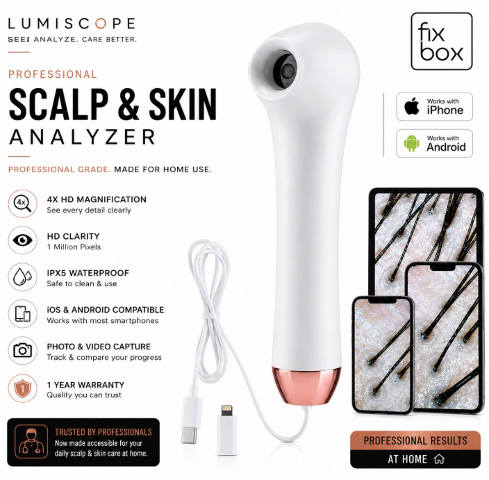 LumiScope Scalp, Hair & Skin Analyzer | 4X Magnification HD Camera