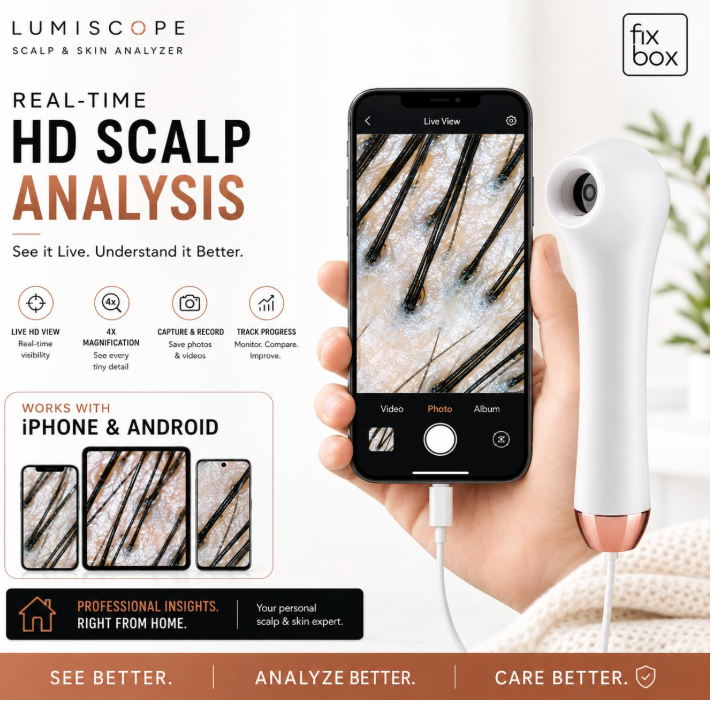 LumiScope Scalp, Hair & Skin Analyzer | 4X Magnification HD Camera