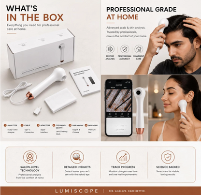 LumiScope Scalp, Hair & Skin Analyzer | 4X Magnification HD Camera