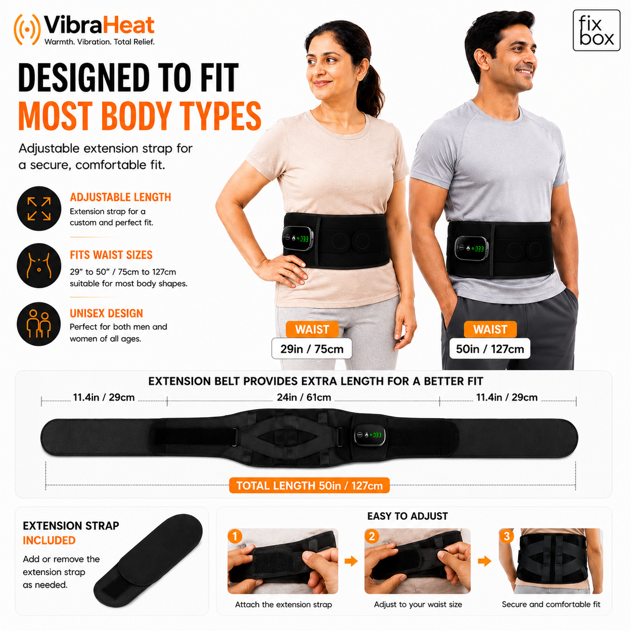 VibraHeat Heated Back Brace with Vibration Massage | Rechargeable Lumbar Support Belt for Lower Back Comfort, Relaxation, Recovery & Daily Wellness