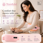 WarmRelief Cordless Heating Pad with 5-Level Heat & 4-Mode Vibration Massage, Period Cramp Relief, Velvet Padding, Smart Timer, Ergonomic and Discreet.
