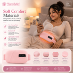 WarmRelief Cordless Heating Pad with 5-Level Heat & 4-Mode Vibration Massage, Period Cramp Relief, Velvet Padding, Smart Timer, Ergonomic and Discreet.