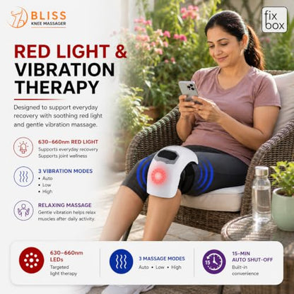 Bliss Knee Massager red light and vibration therapy lifestyle