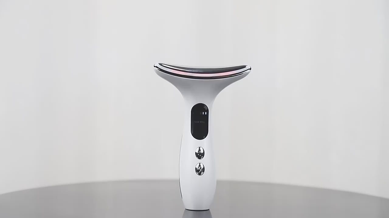 LumiFirm Face & Neck Beauty Device with EMS, Heat & 3-Color Light Therapy, Sonic Vibration, 4 Modes